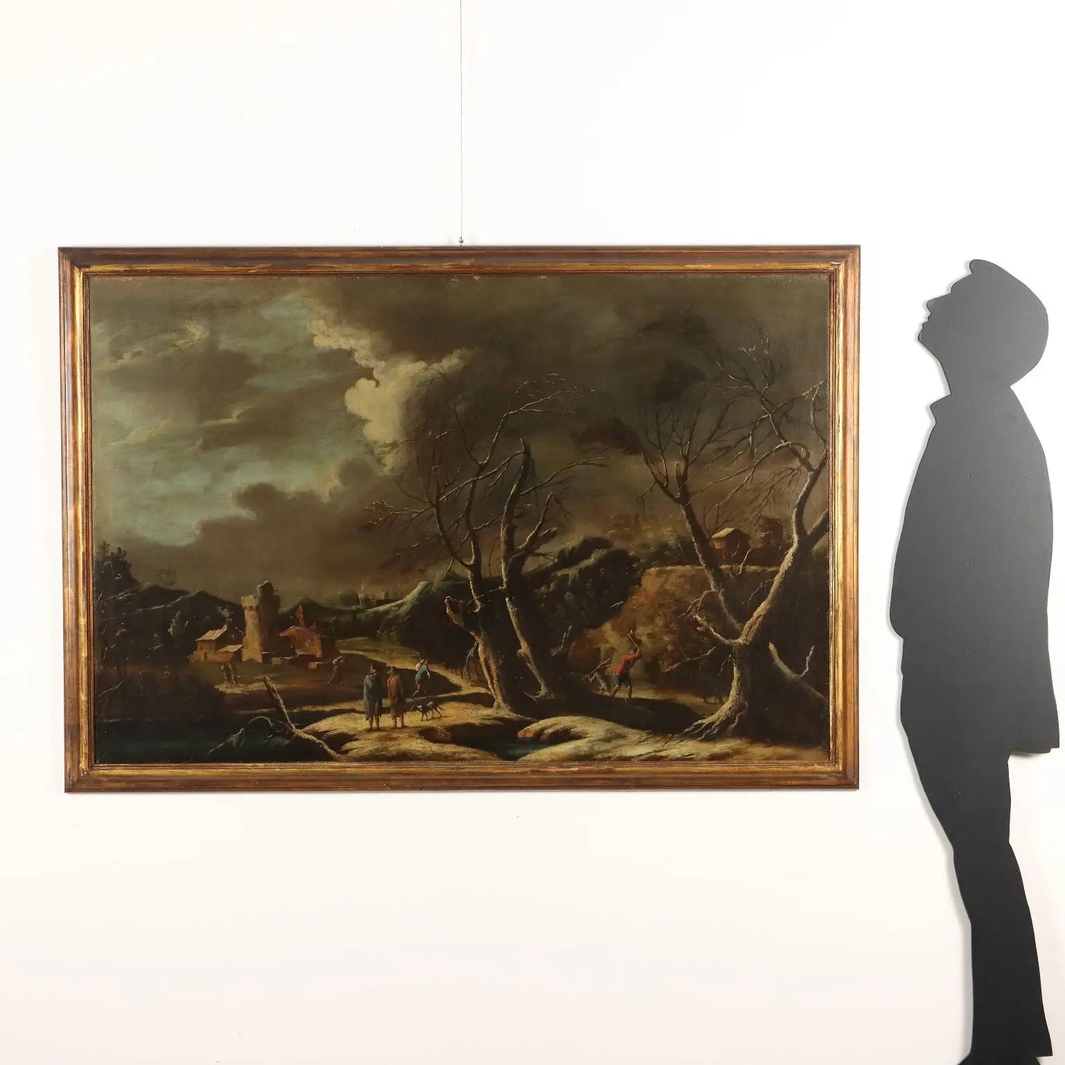 Antique Painting Influence of Marco Ricci Winter Landscape '700 - Winter Landscape with Figures | Art | Antique Painting