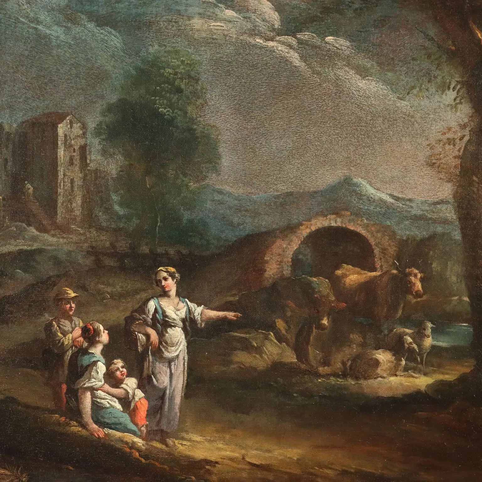 Antique Painting Landscape with Figures Oil on Canvas XVIII Century | Art | Antique Painting