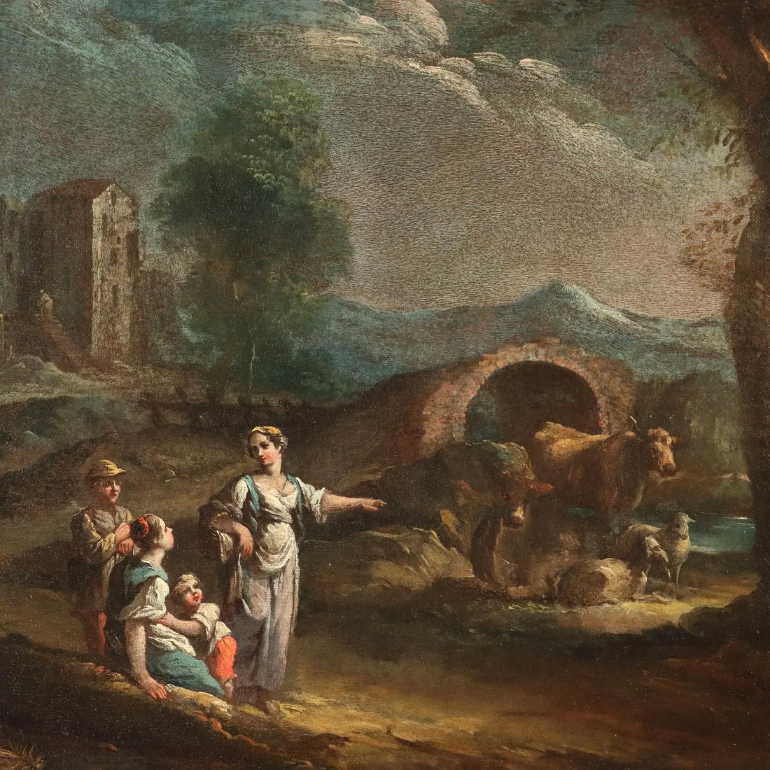 Antique Painting Landscape with Figures Oil on Canvas XVIII Century | Art | Antique Painting