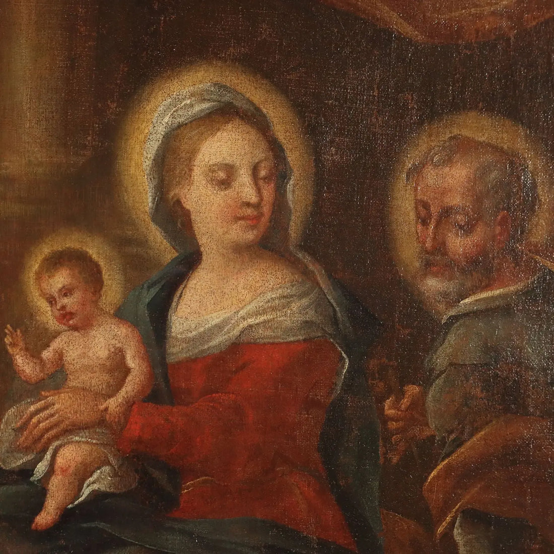 The Holy Family with Saints Antique Painting XVII-XVIII Century | Art | Antique Painting