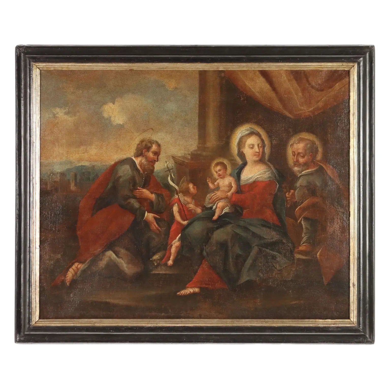 The Holy Family with Saints Antique Painting XVII-XVIII Century | Art | Antique Painting