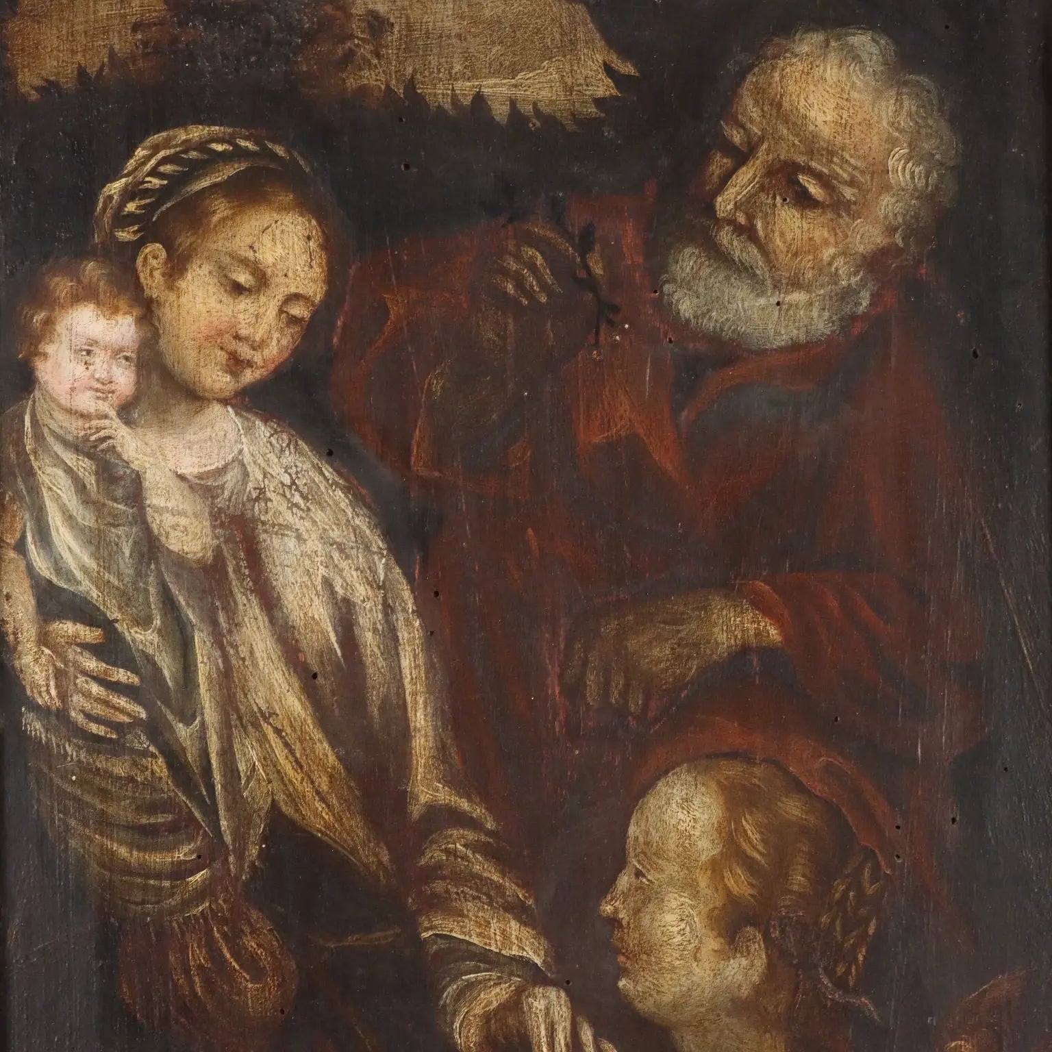 The Holy Family Antique Painting Oil on Panel XVI-XVII Century | Art | Antique Painting
