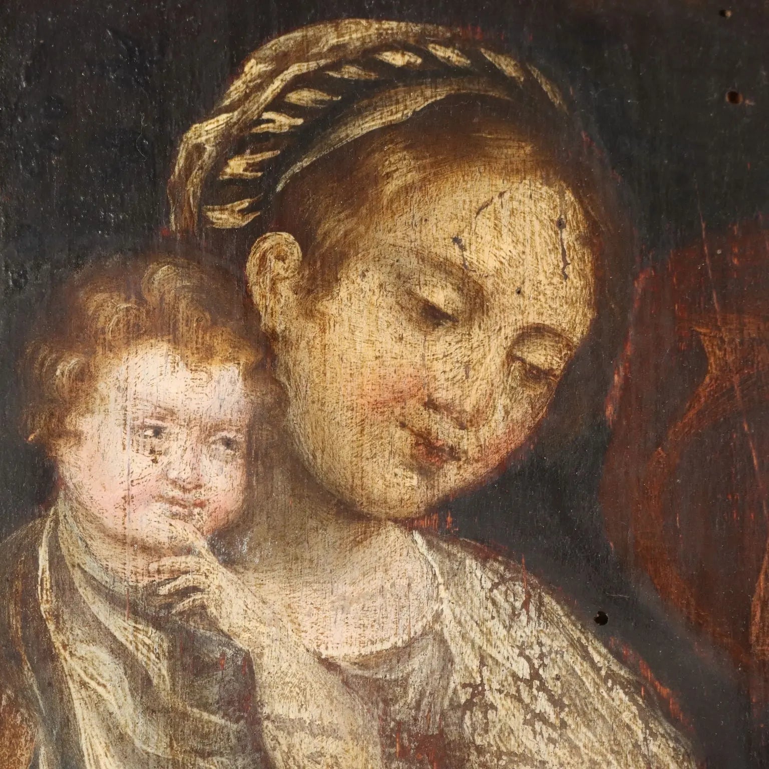 The Holy Family Antique Painting Oil on Panel XVI-XVII Century | Art | Antique Painting