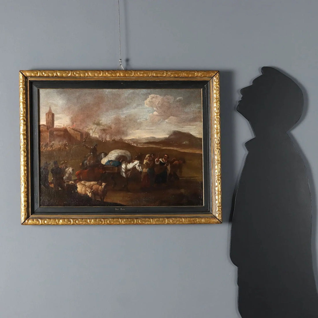 The Escape from the Besieged City Oil on Canvas XVII Century | Art | Antique Painting
