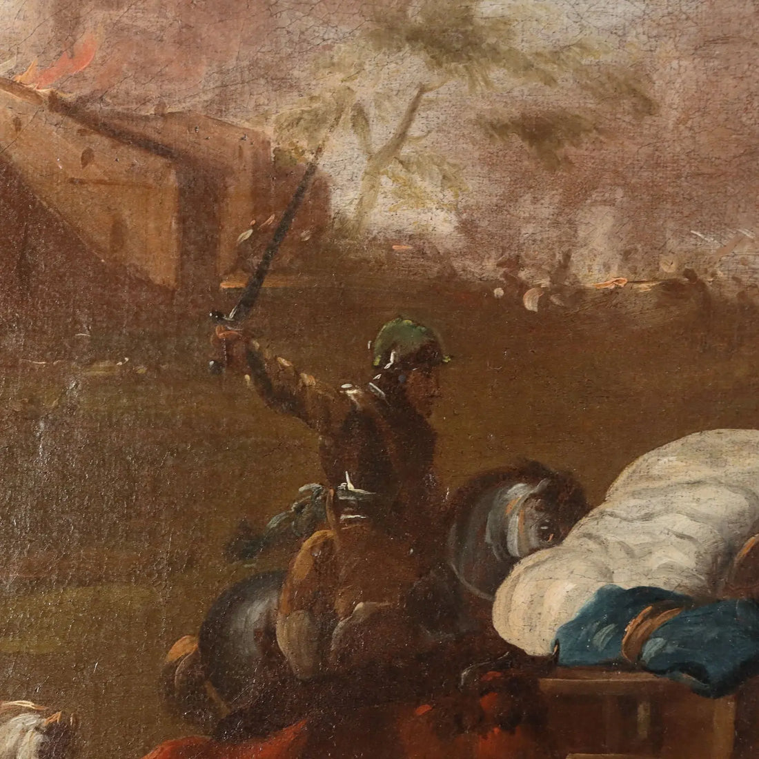 The Escape from the Besieged City Oil on Canvas XVII Century | Art | Antique Painting