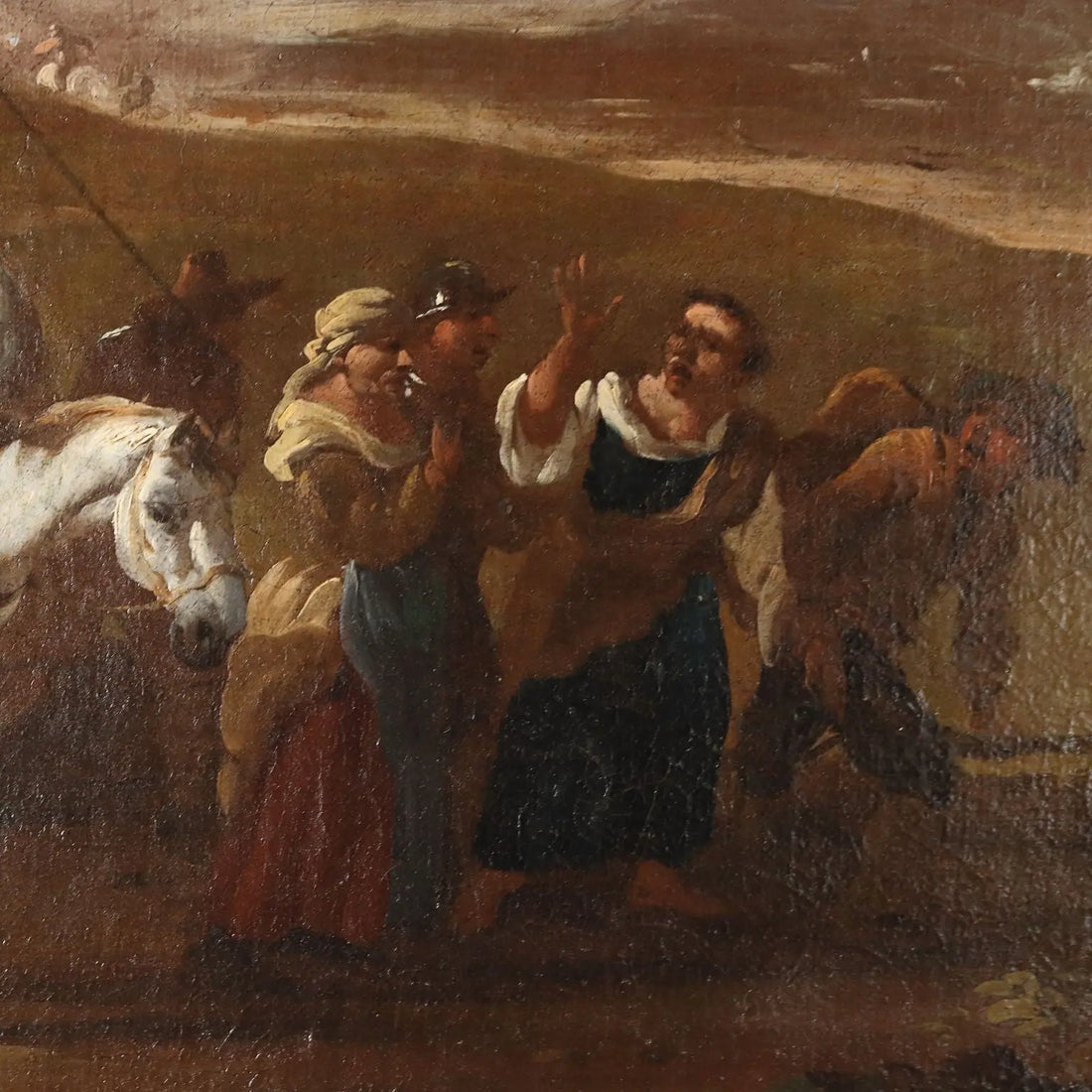 The Escape from the Besieged City Oil on Canvas XVII Century | Art | Antique Painting