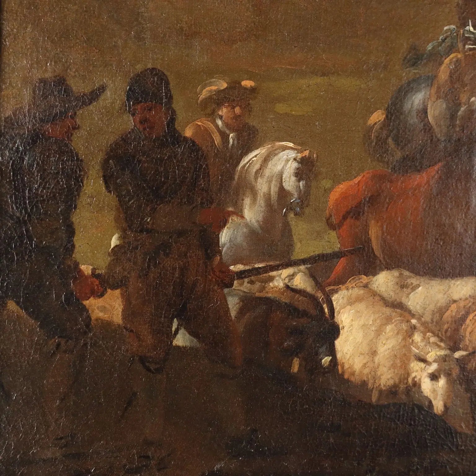 The Escape from the Besieged City Oil on Canvas XVII Century | Art | Antique Painting