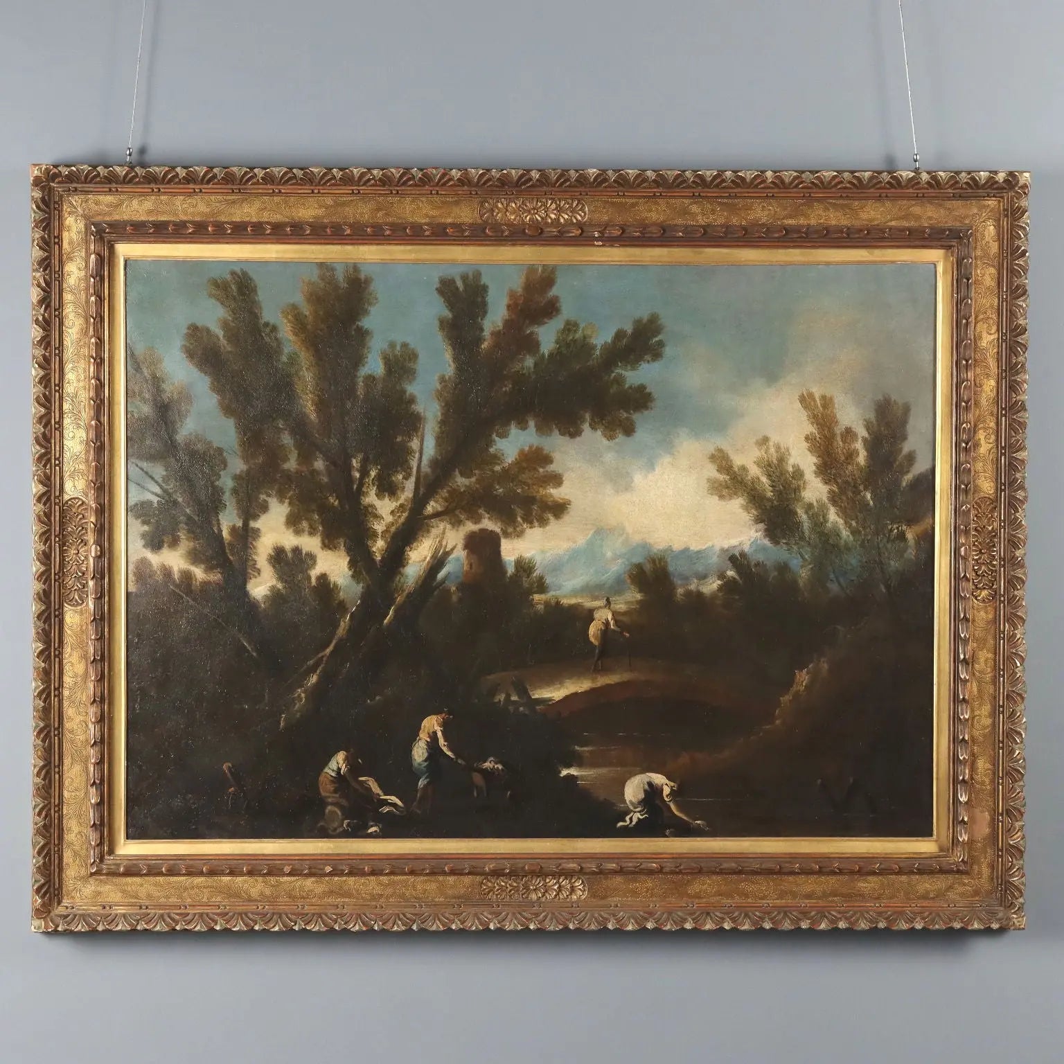 Landscape with River and Figures Oil on Canvas Italy XVIII Century | Art | Antique Painting