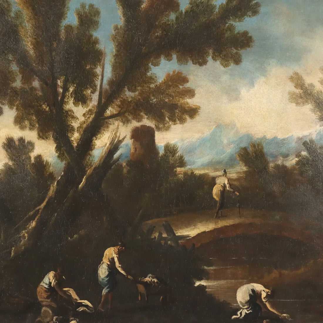 Landscape with River and Figures Oil on Canvas Italy XVIII Century | Art | Antique Painting