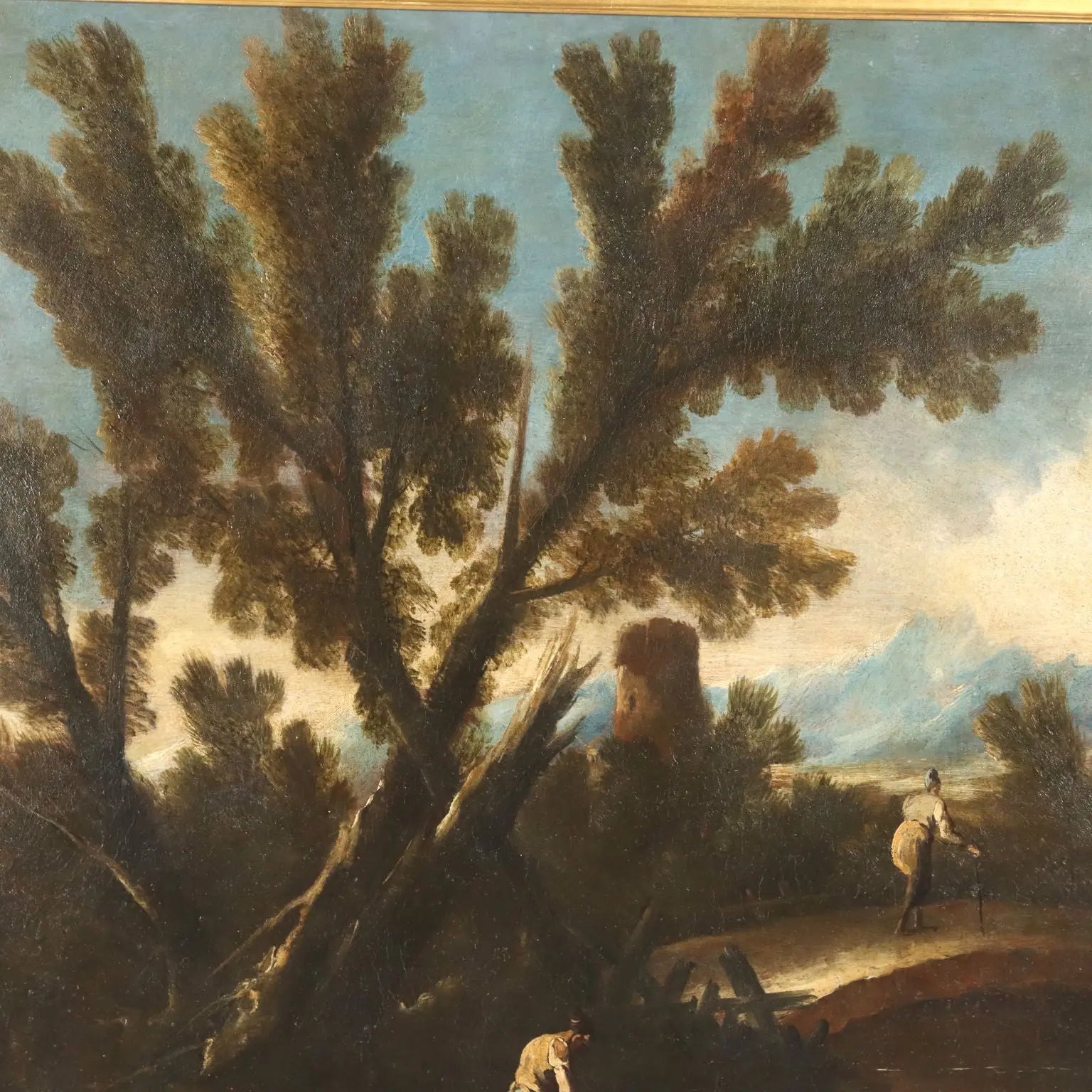 Landscape with River and Figures Oil on Canvas Italy XVIII Century | Art | Antique Painting