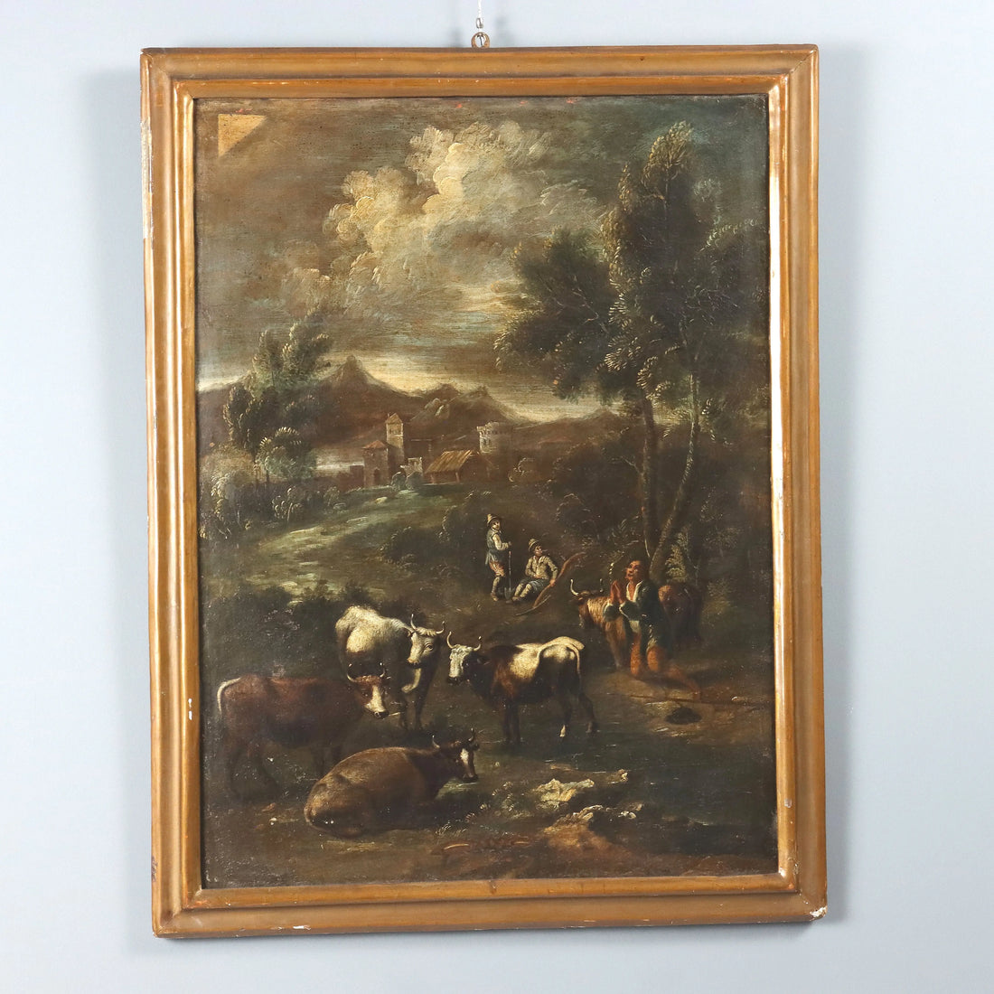 Landscape with Figures and Herd Antique Painting XVIII Century | Art | Antique Painting