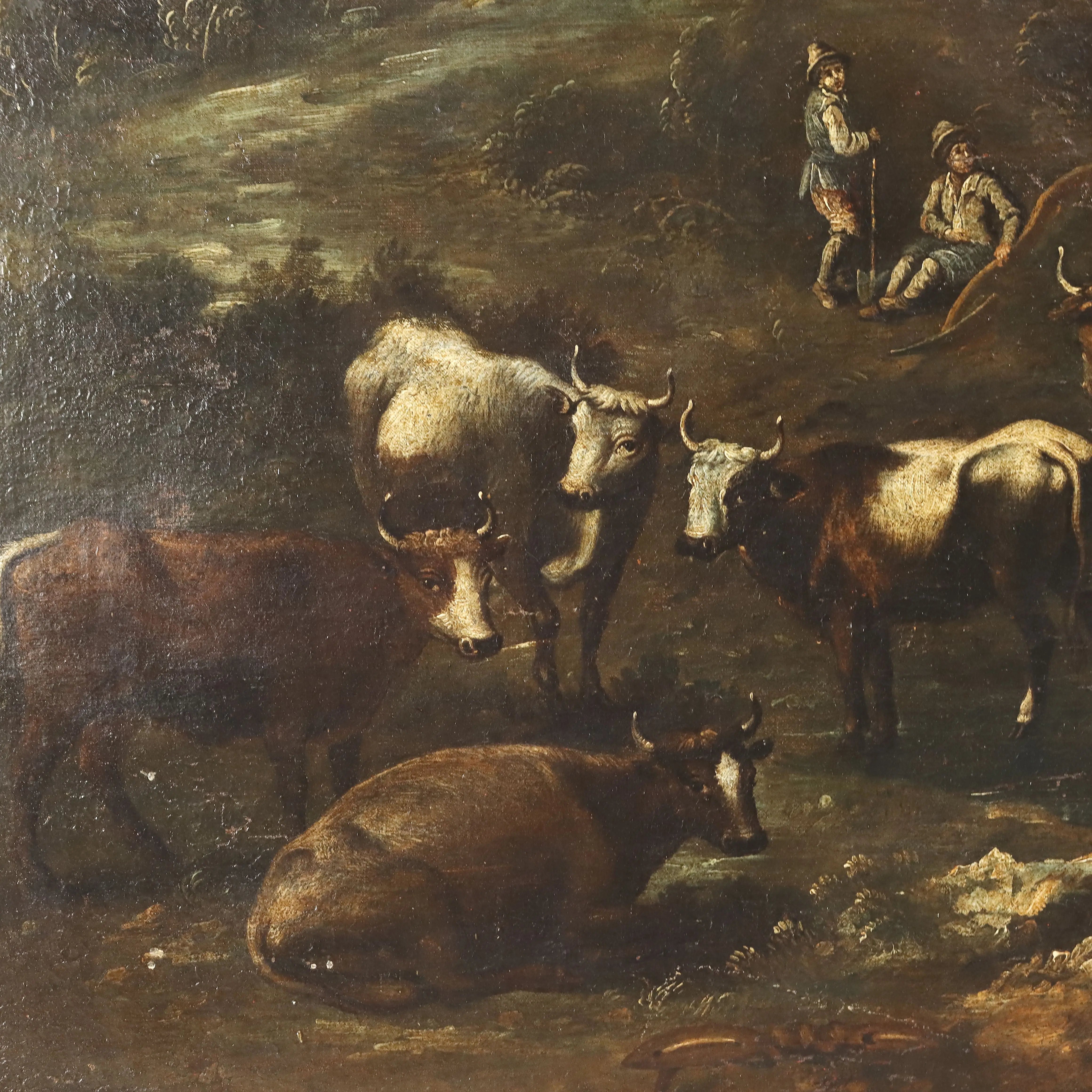 Landscape with Figures and Herd Antique Painting XVIII Century | Art | Antique Painting