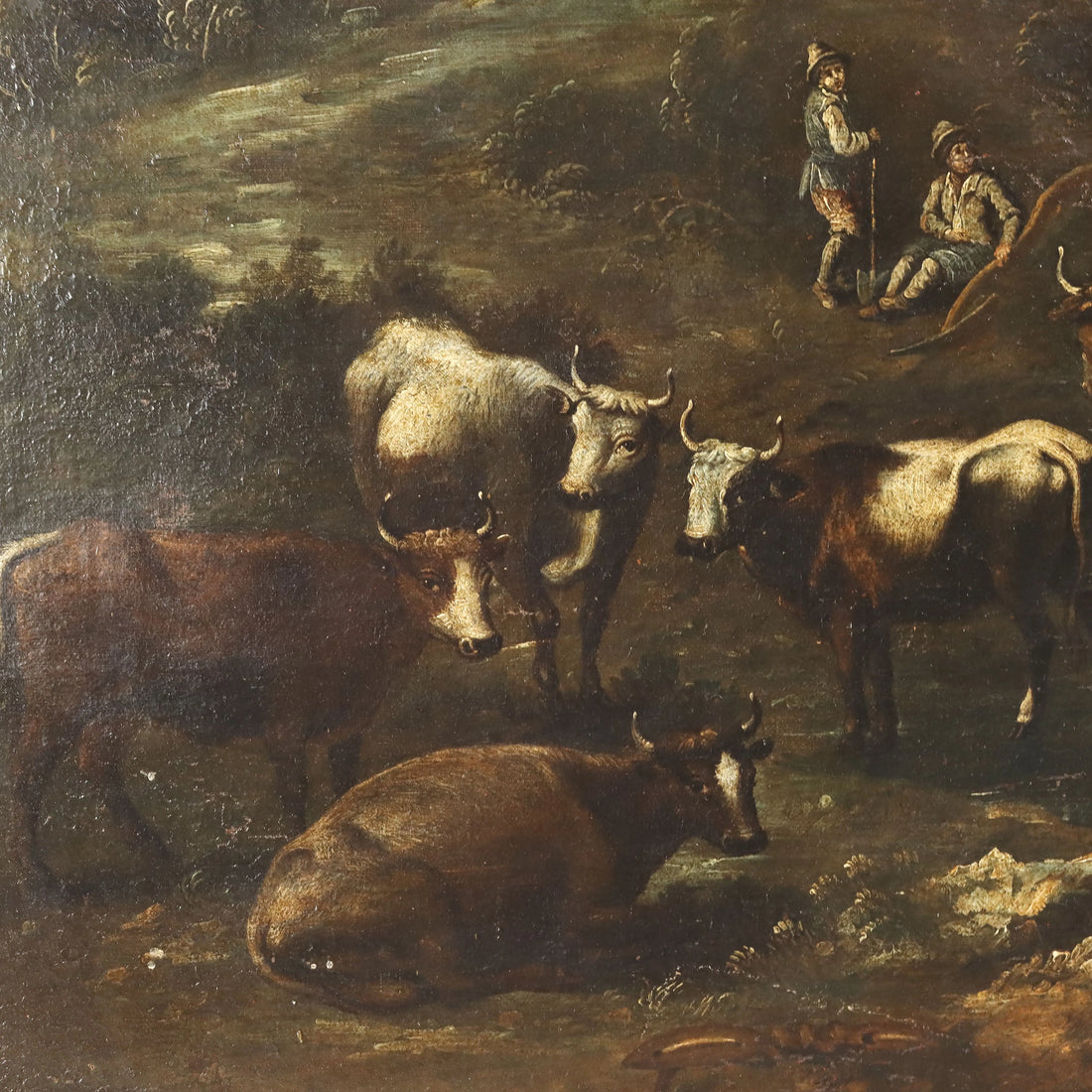 Landscape with Figures and Herd Antique Painting XVIII Century | Art | Antique Painting