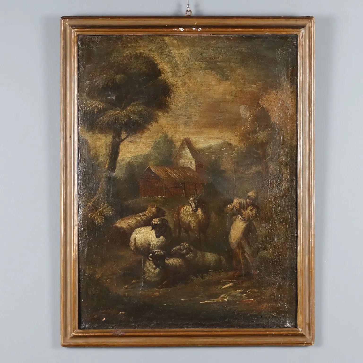 Landscape with Shepherd and Sheep Oil on Canvas XVIII Century | Art | Antique Painting