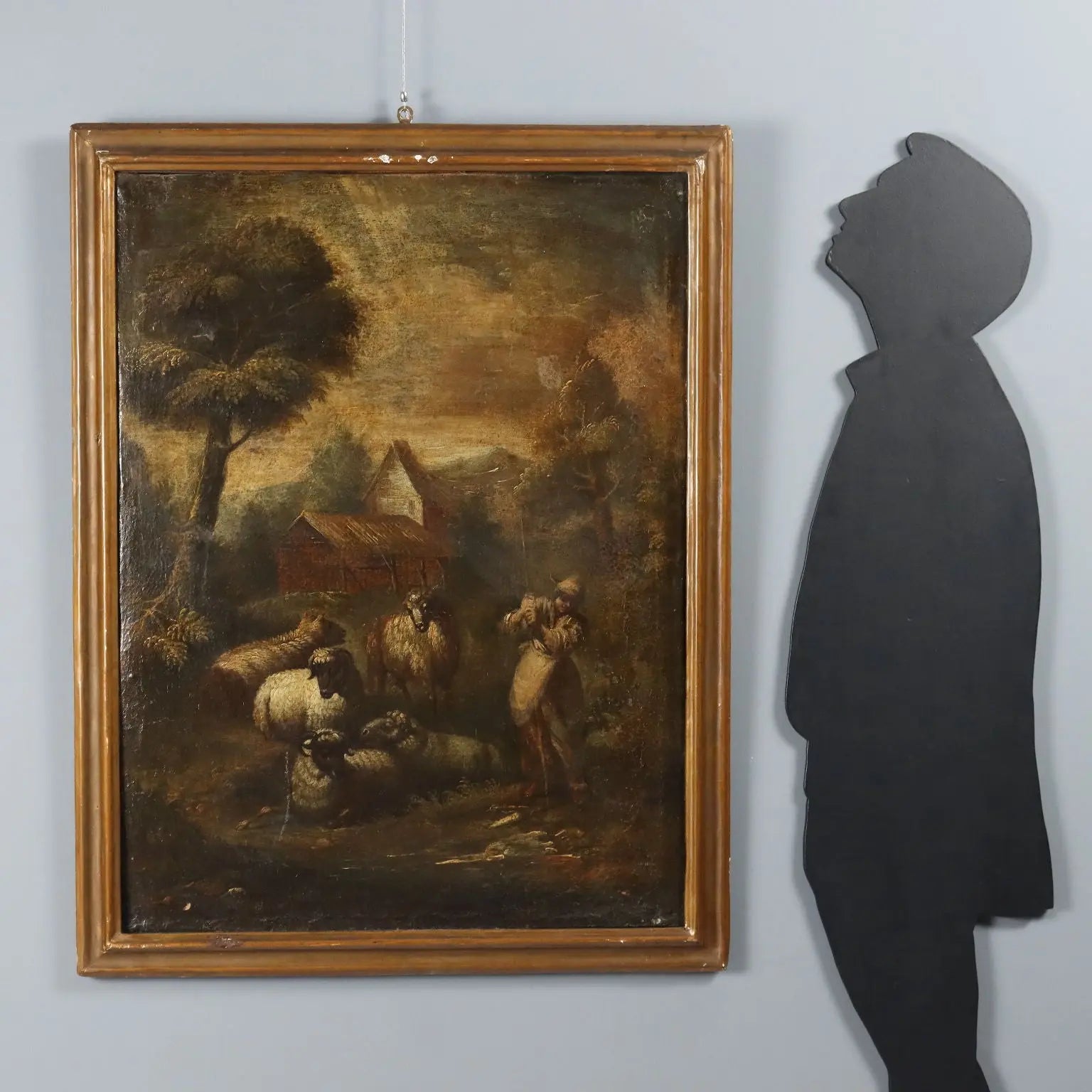 Landscape with Shepherd and Sheep Oil on Canvas XVIII Century | Art | Antique Painting