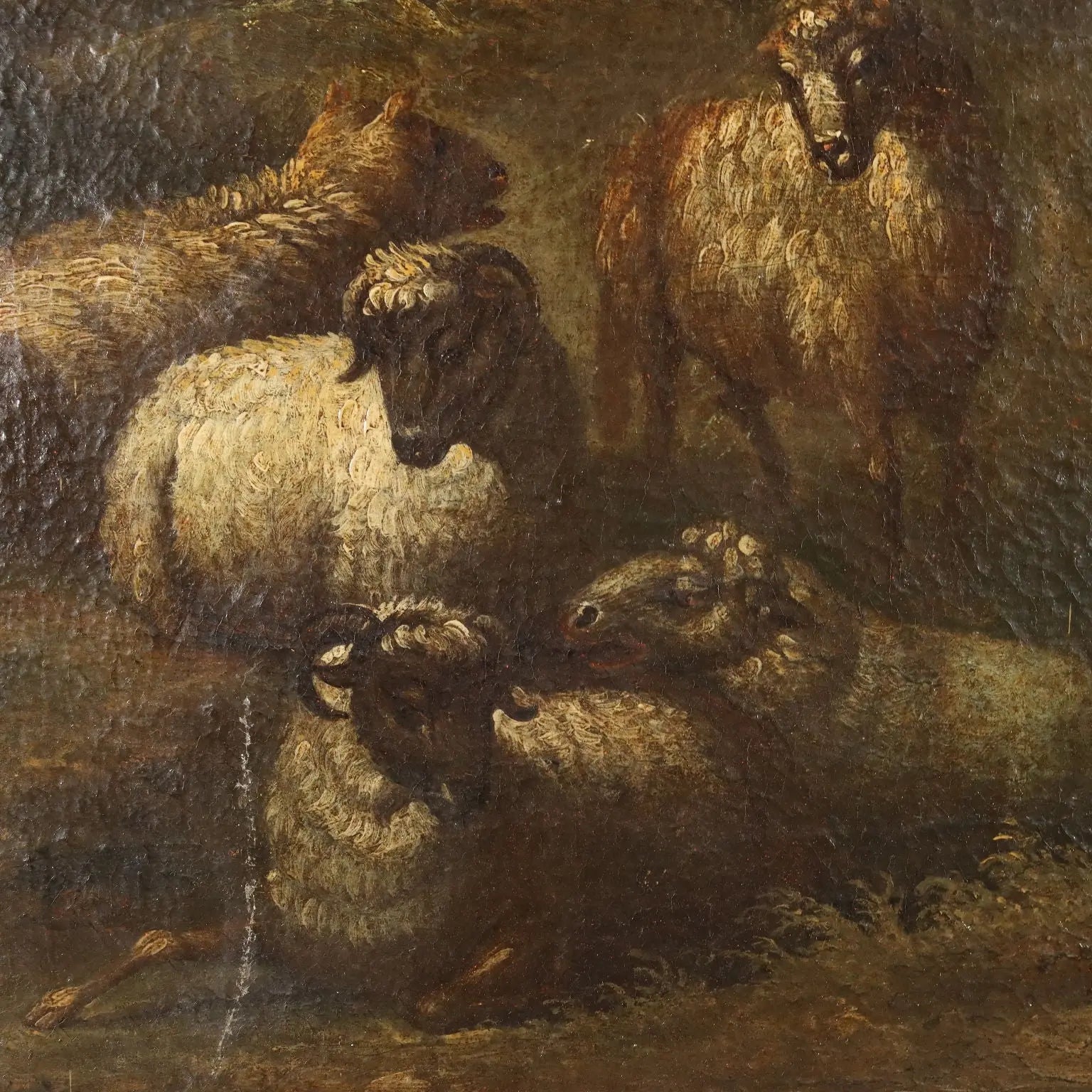 Landscape with Shepherd and Sheep Oil on Canvas XVIII Century | Art | Antique Painting