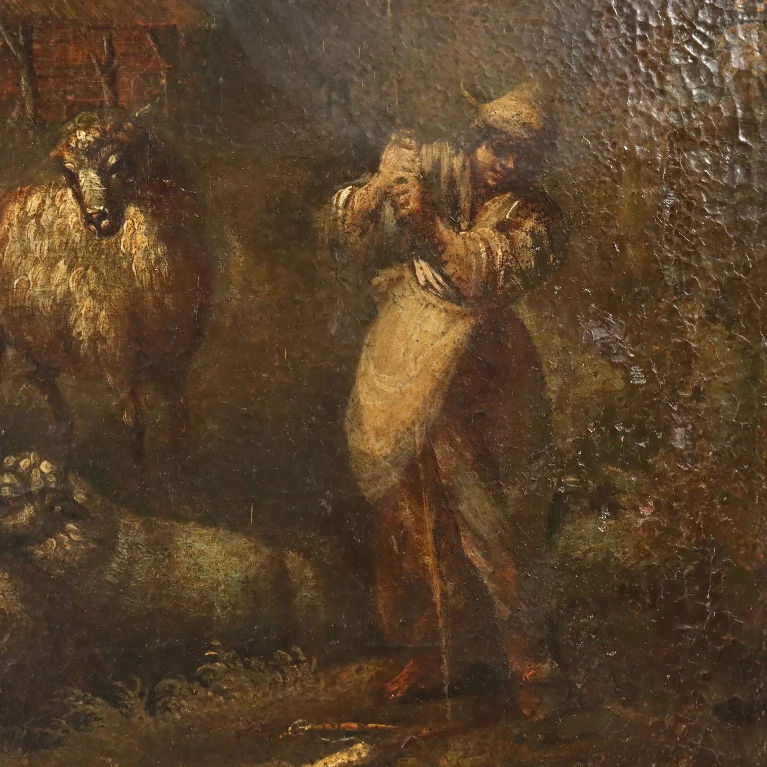 Landscape with Shepherd and Sheep Oil on Canvas XVIII Century | Art | Antique Painting
