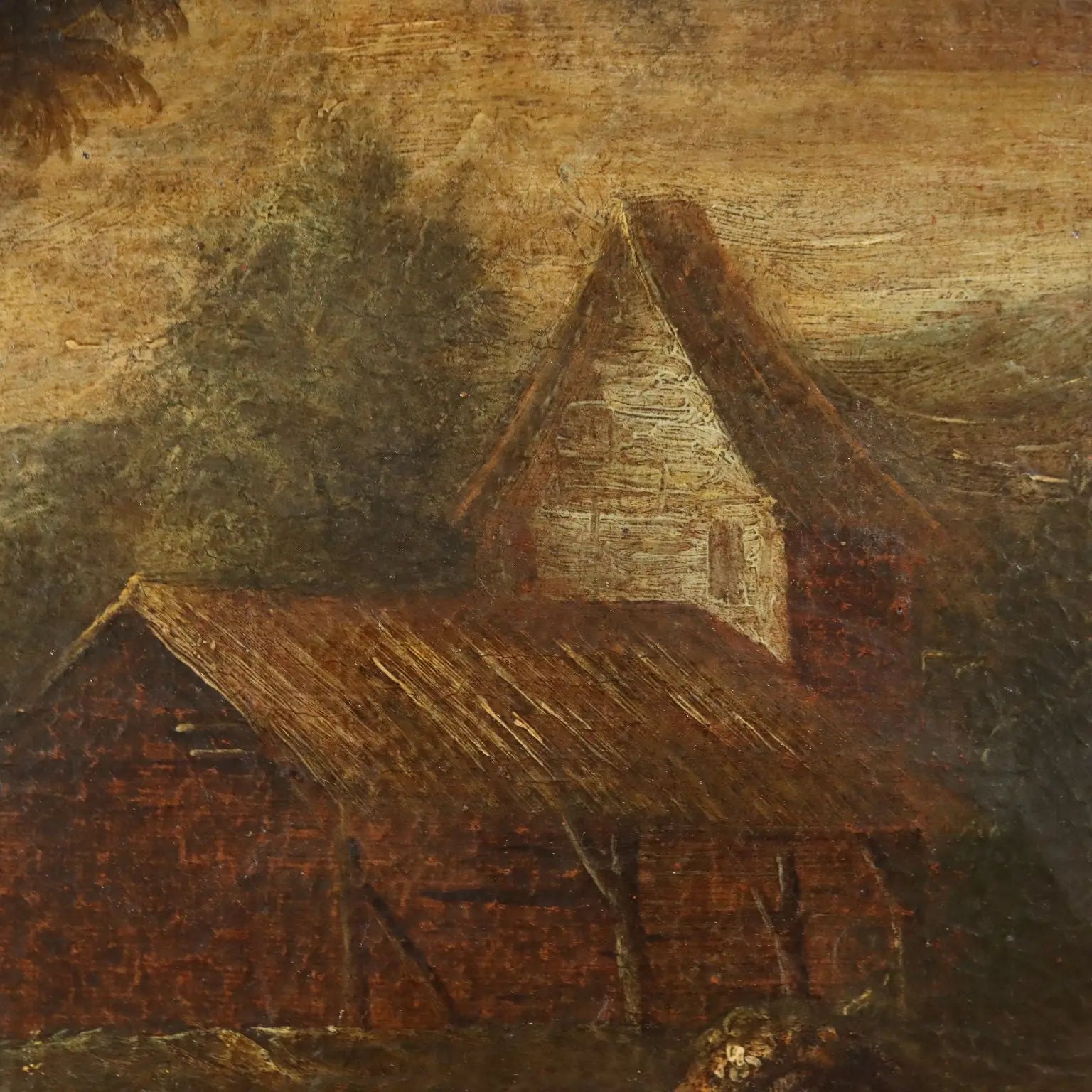Landscape with Shepherd and Sheep Oil on Canvas XVIII Century | Art | Antique Painting