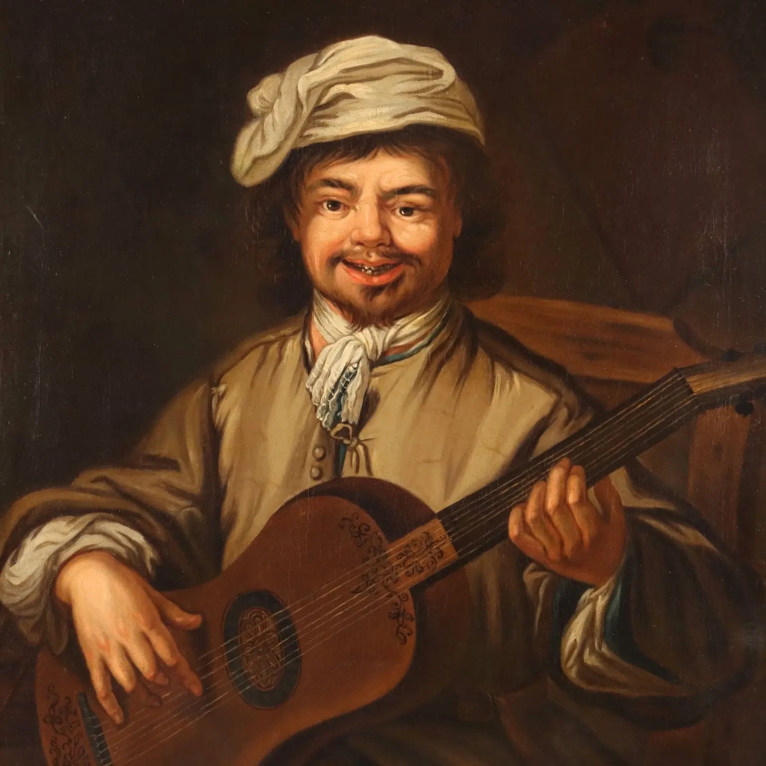 The Guitar Player Antique Painting Oil on Canvas XIX Century | Art | 19th Century