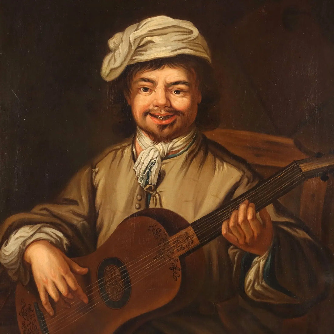 The Guitar Player Antique Painting Oil on Canvas XIX Century | Art | 19th Century