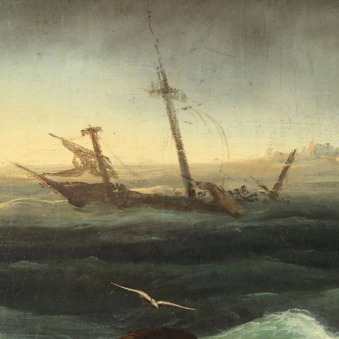 Antique Painting The Shipwreck Oil on Canvas Italy XIX Century | Art | Antique Painting