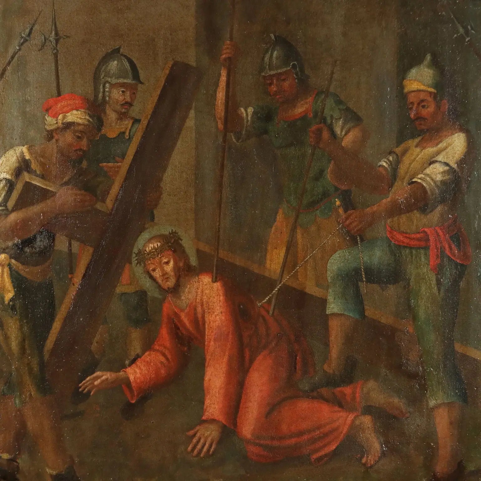 The Way of The Cross Antique Painting Oil on Canvas XVII-XVIII Century | Art | Antique Painting