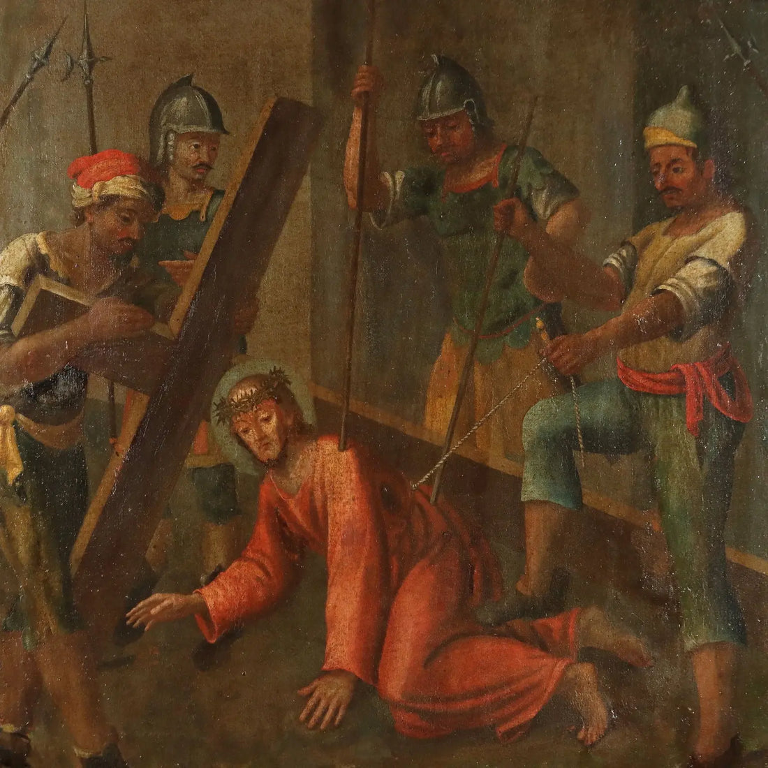 The Way of The Cross Antique Painting Oil on Canvas XVII-XVIII Century | Art | Antique Painting