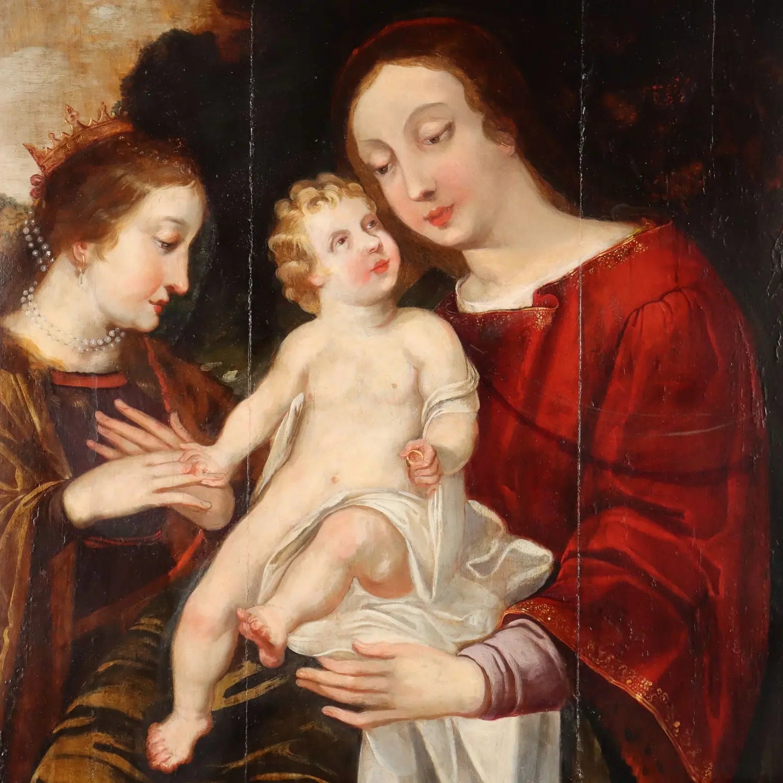Antique Painting The Mystical Marriage of St. Catherine XVI Century | Art | Antique Painting