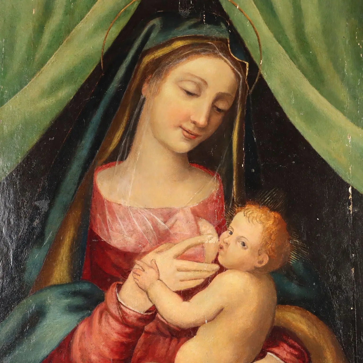 Antique Painting Virgin Mary with Jesus Child XVI Century | Art | Antique Painting