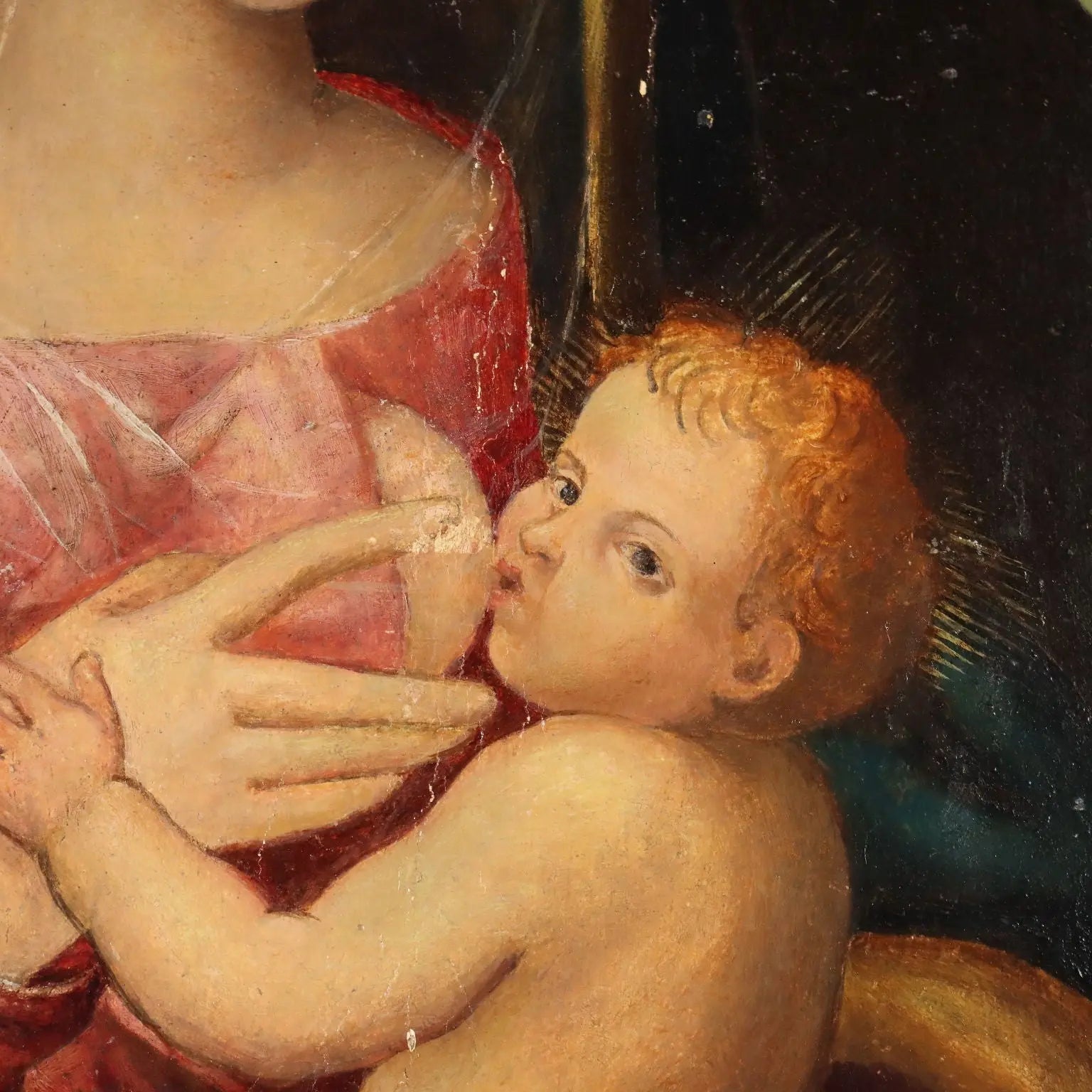 Antique Painting Virgin Mary with Jesus Child XVI Century | Art | Antique Painting