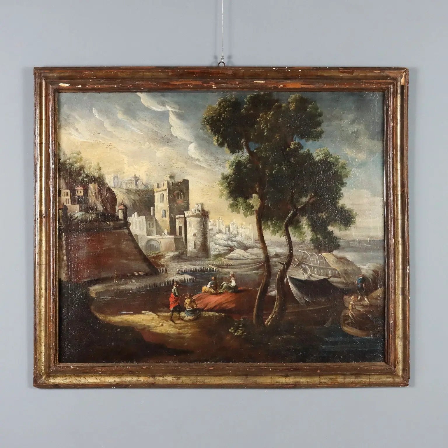 Antique Painting Landscape with Buildings Oil on Canvas XVIII Century | Art | Antique Painting