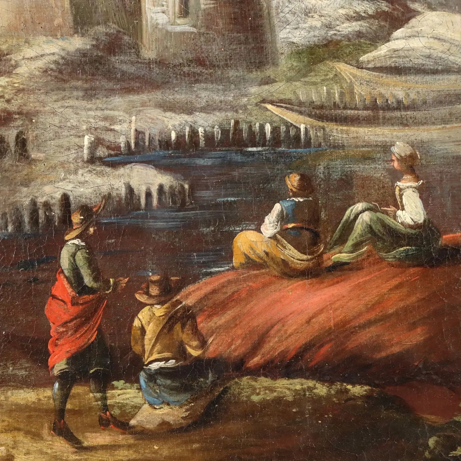 Antique Painting Landscape with Buildings Oil on Canvas XVIII Century | Art | Antique Painting