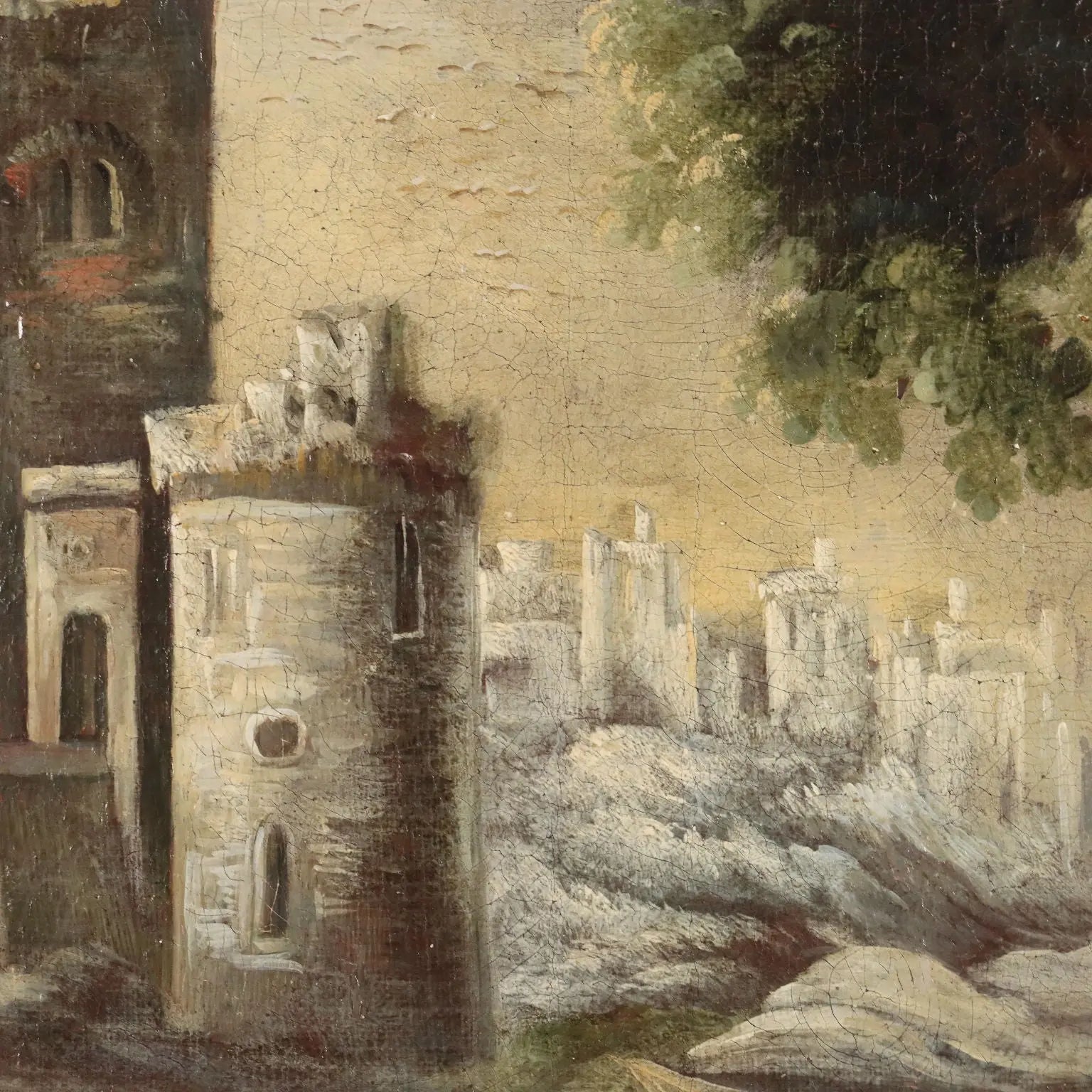 Antique Painting Landscape with Buildings Oil on Canvas XVIII Century | Art | Antique Painting