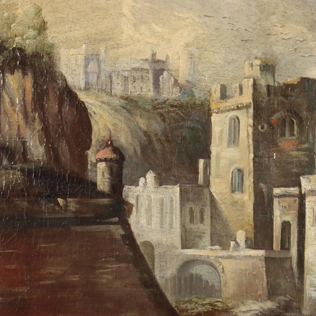 Antique Painting Landscape with Buildings Oil on Canvas XVIII Century | Art | Antique Painting