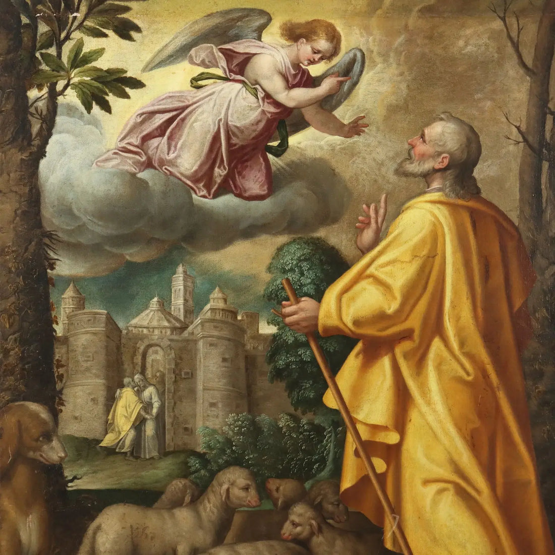 Antique Painting Saint Joachim and the Angel Oil on Canvas XVI Century | Art | Antique Painting