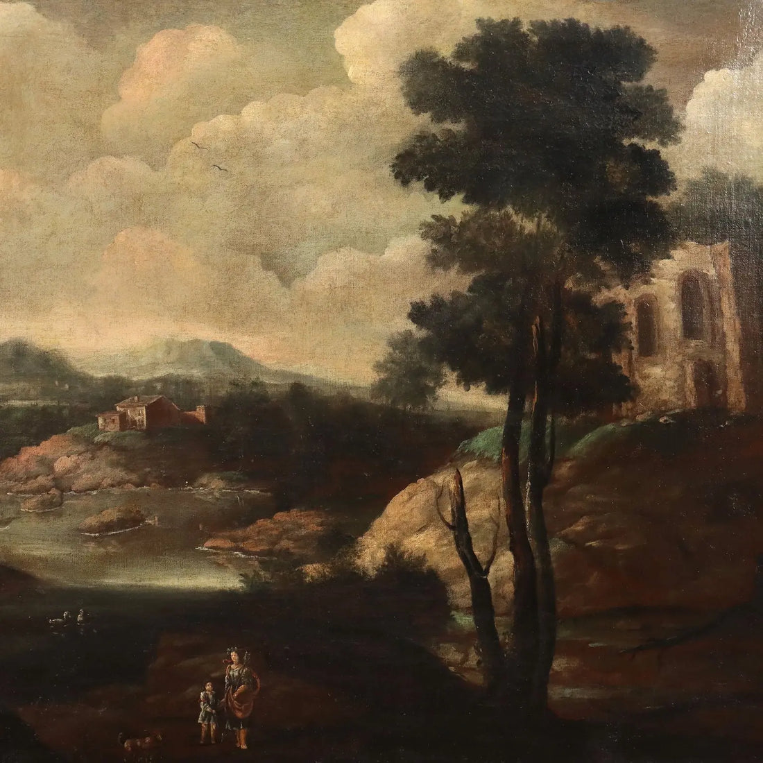 Antique Painting Landscape with Building Oil on Canvas XVIII Century | Art | Antique Painting