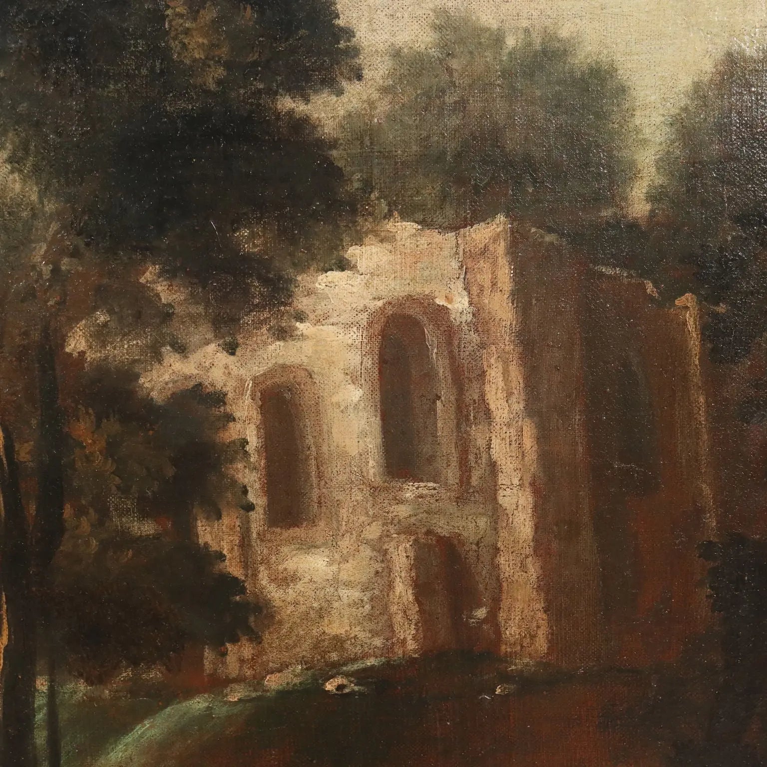 Antique Painting Landscape with Building Oil on Canvas XVIII Century | Art | Antique Painting