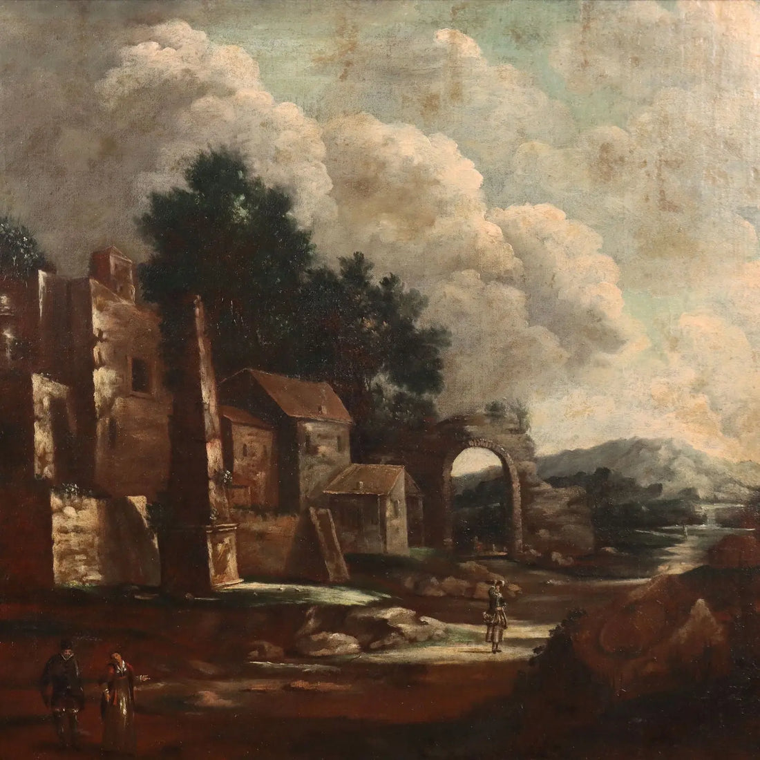 Antique Painting Landscape and Figures Oil on Canvas XVIII Century | Art | Antique Painting