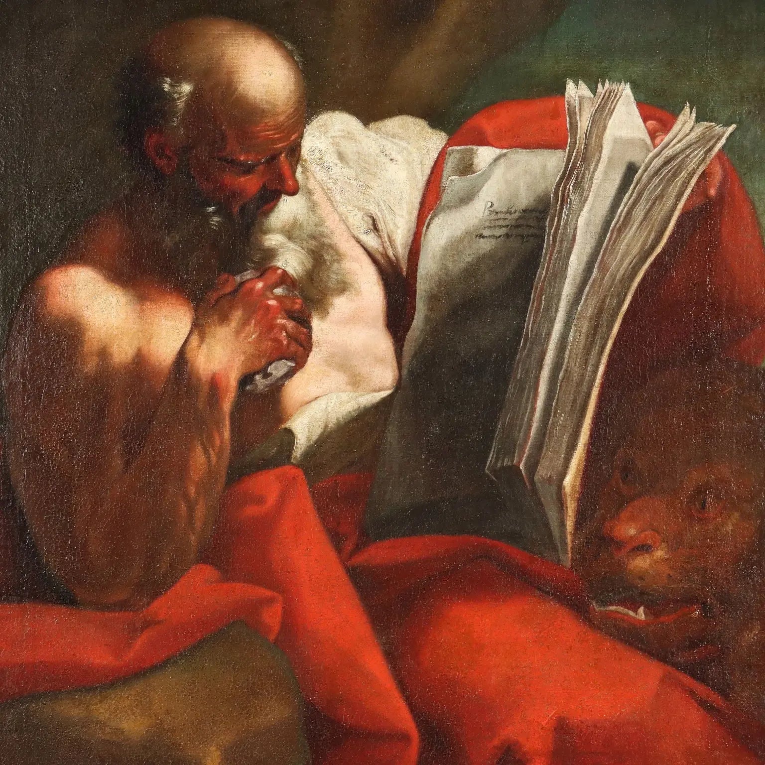 Antique Painting Saint Jerome Oil on Canvas Italy XVII Century | Art | Antique Painting