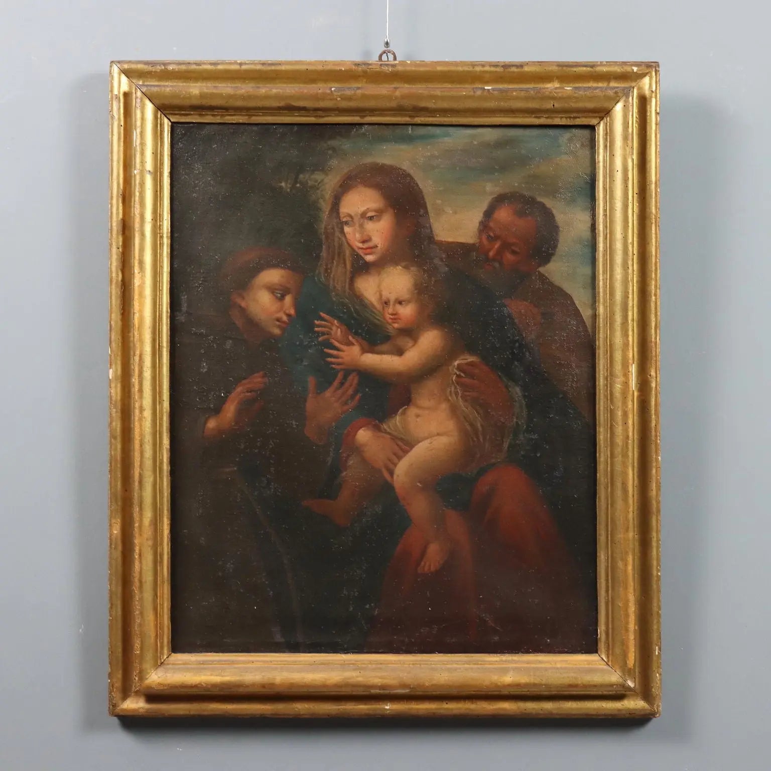 Antique Painting The Holy Family with Sant XVII-XVIII Century | Art | Antique Painting