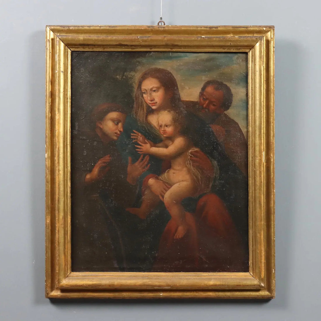 Antique Painting The Holy Family with Sant XVII-XVIII Century | Art | Antique Painting