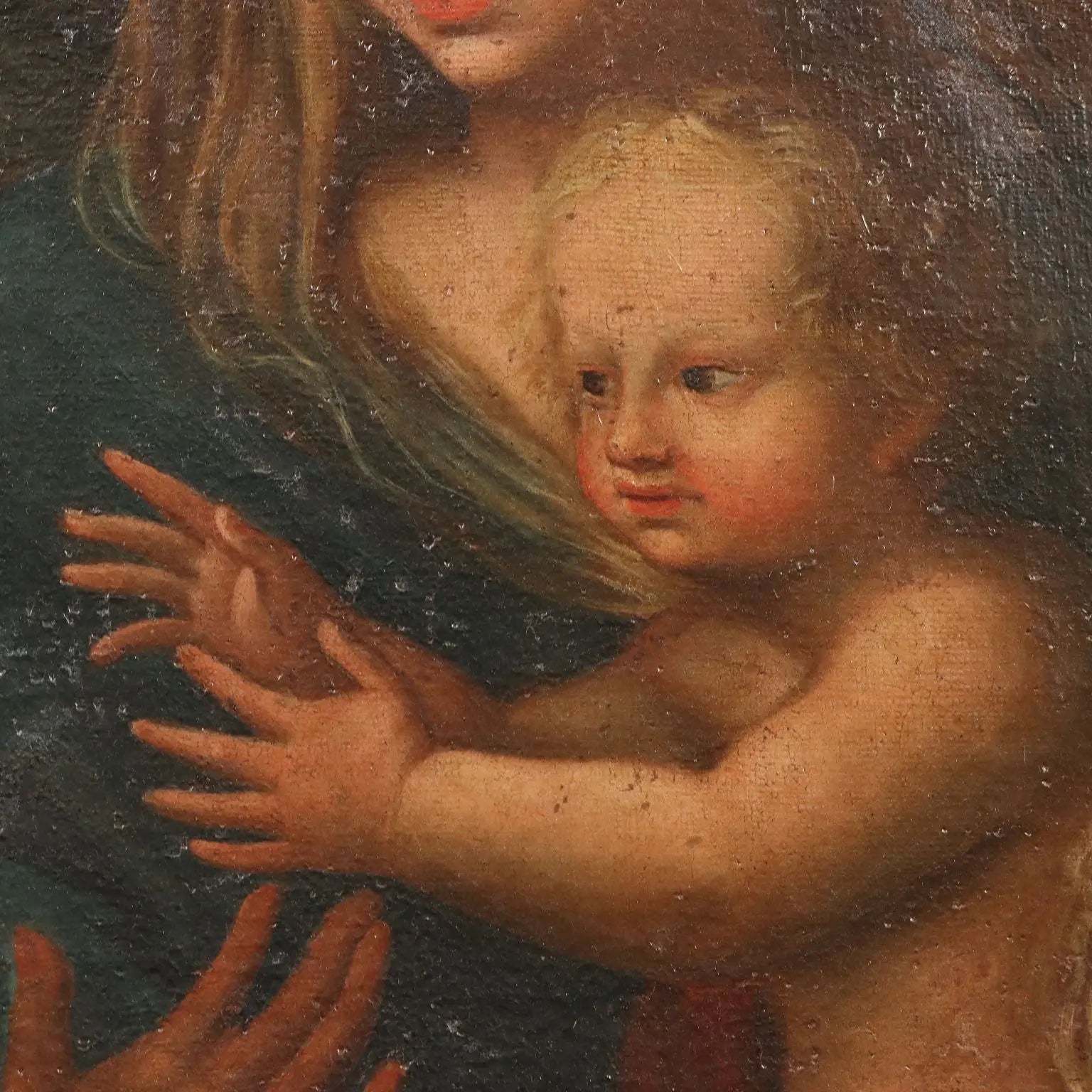 Antique Painting The Holy Family with Sant XVII-XVIII Century | Art | Antique Painting