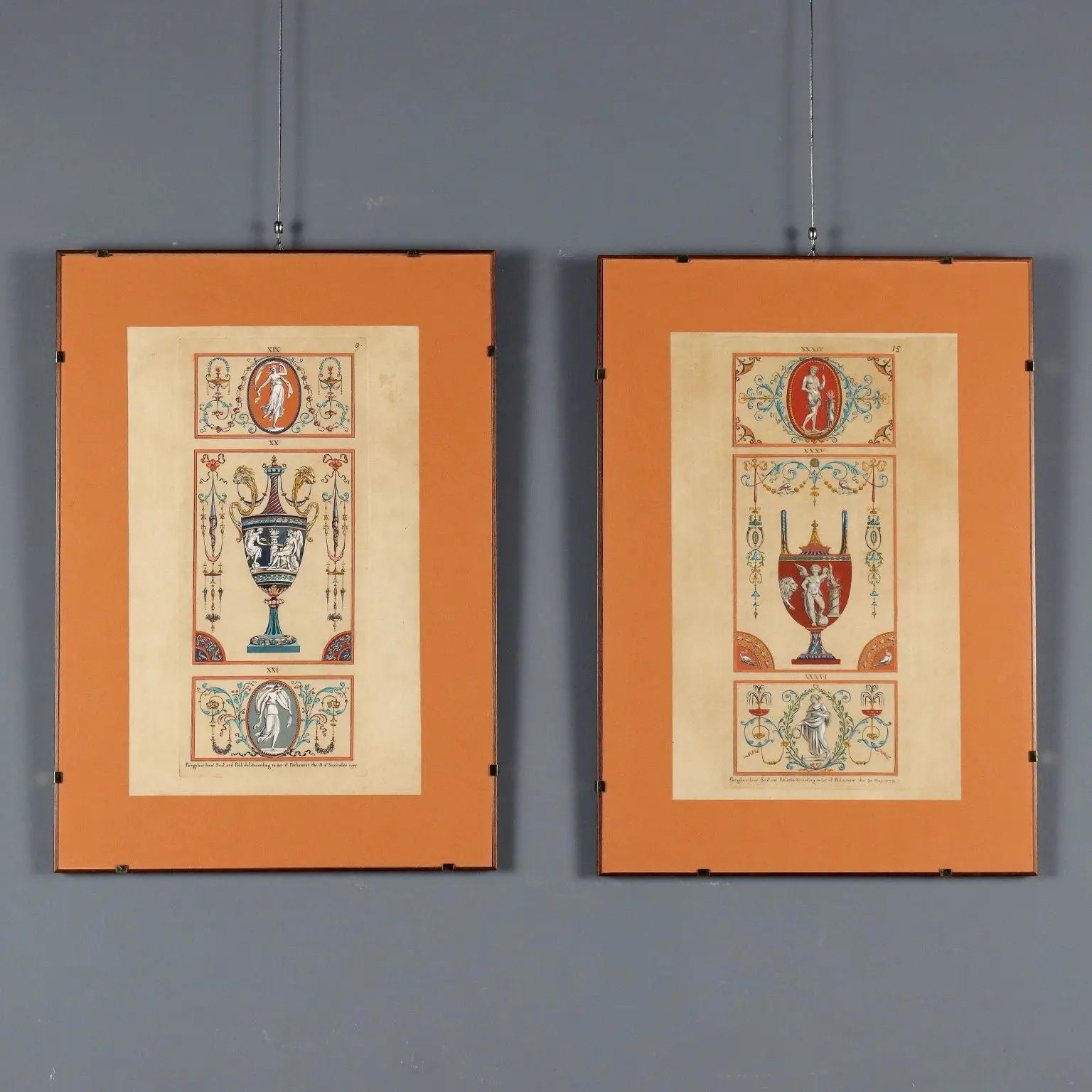 Antique Etchings Signed Michelangelo Pergolesi Vases XVIII Century - Ornaments and Ancient Vases | Art | Antique Painting