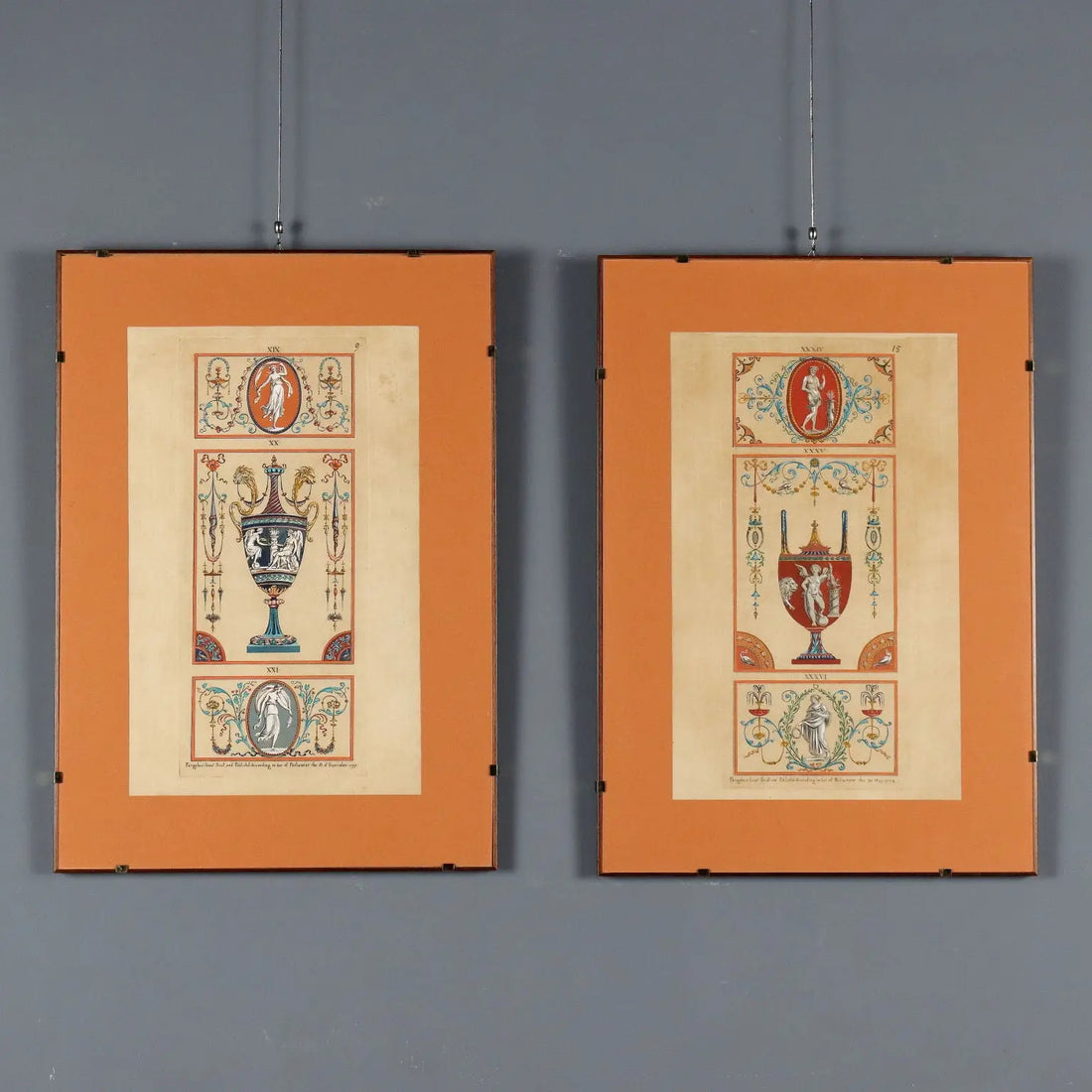 Antique Etchings Signed Michelangelo Pergolesi Vases XVIII Century - Ornaments and Ancient Vases | Art | Antique Painting