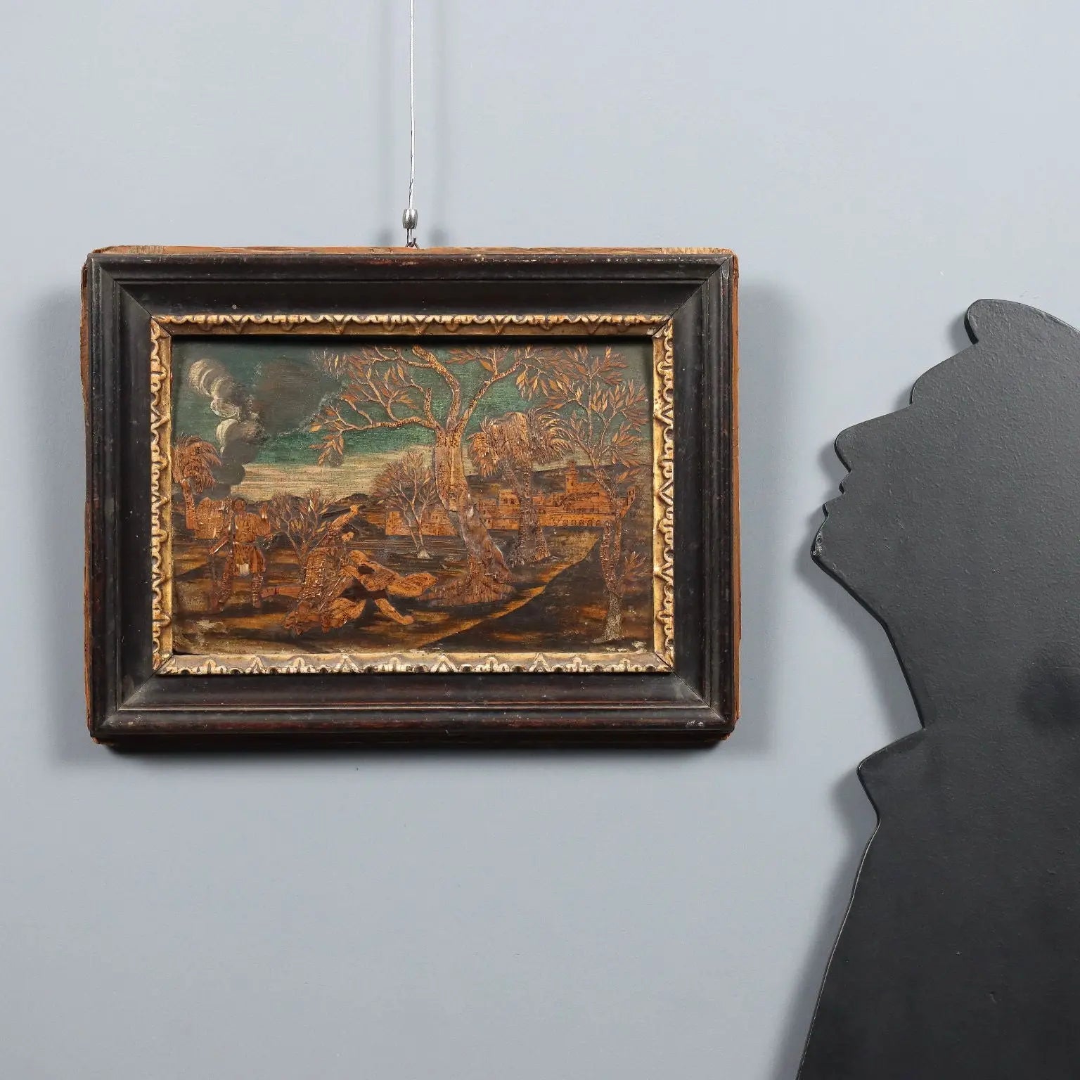 Antique Wooden Inlay Cain and Abel Italy XIX Century - Cain and Abel | Art | Antique Painting