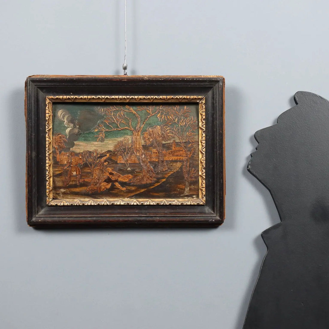 Antique Wooden Inlay Cain and Abel Italy XIX Century - Cain and Abel | Art | Antique Painting