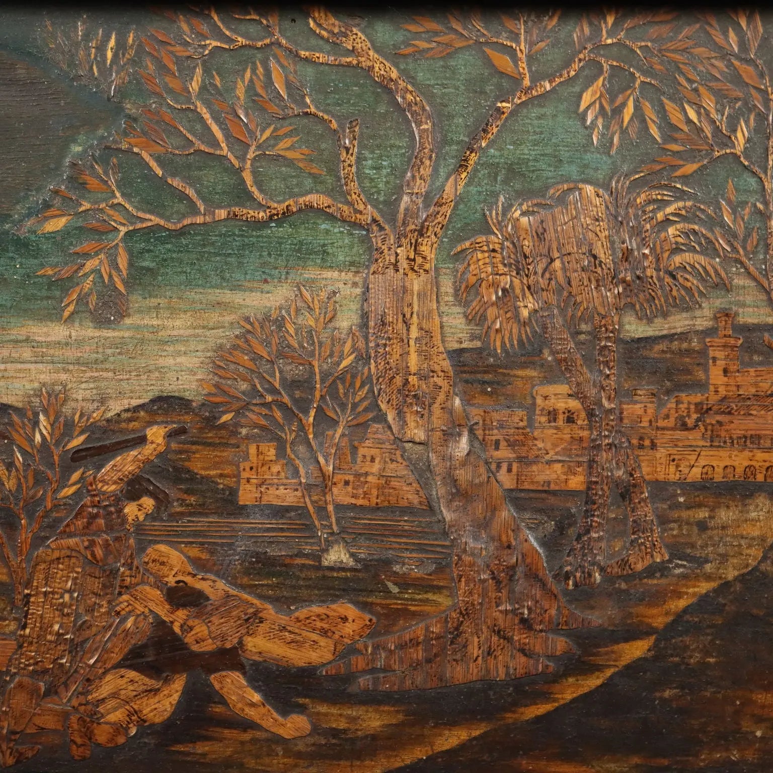Antique Wooden Inlay Cain and Abel Italy XIX Century - Cain and Abel | Art | Antique Painting