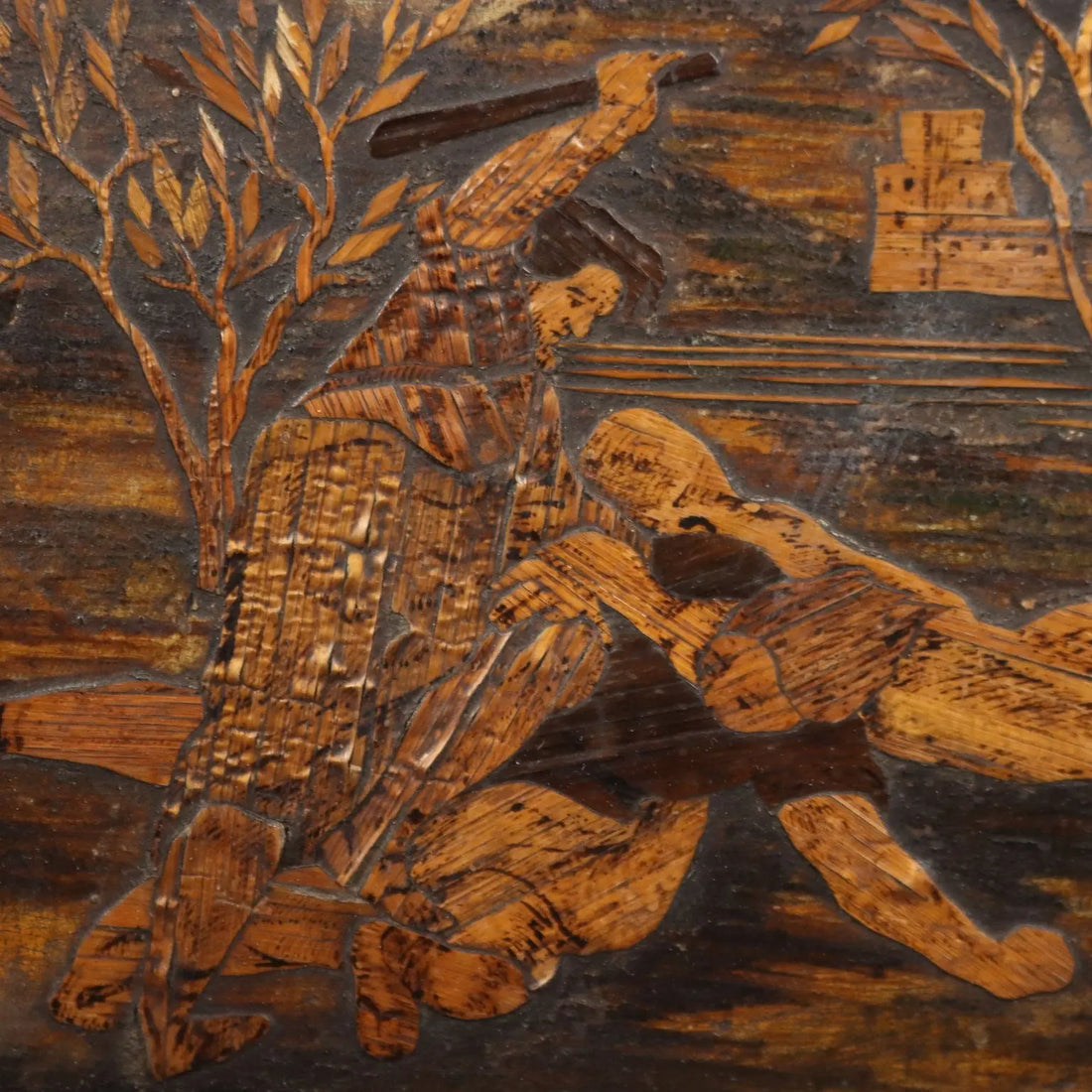 Antique Wooden Inlay Cain and Abel Italy XIX Century - Cain and Abel | Art | Antique Painting