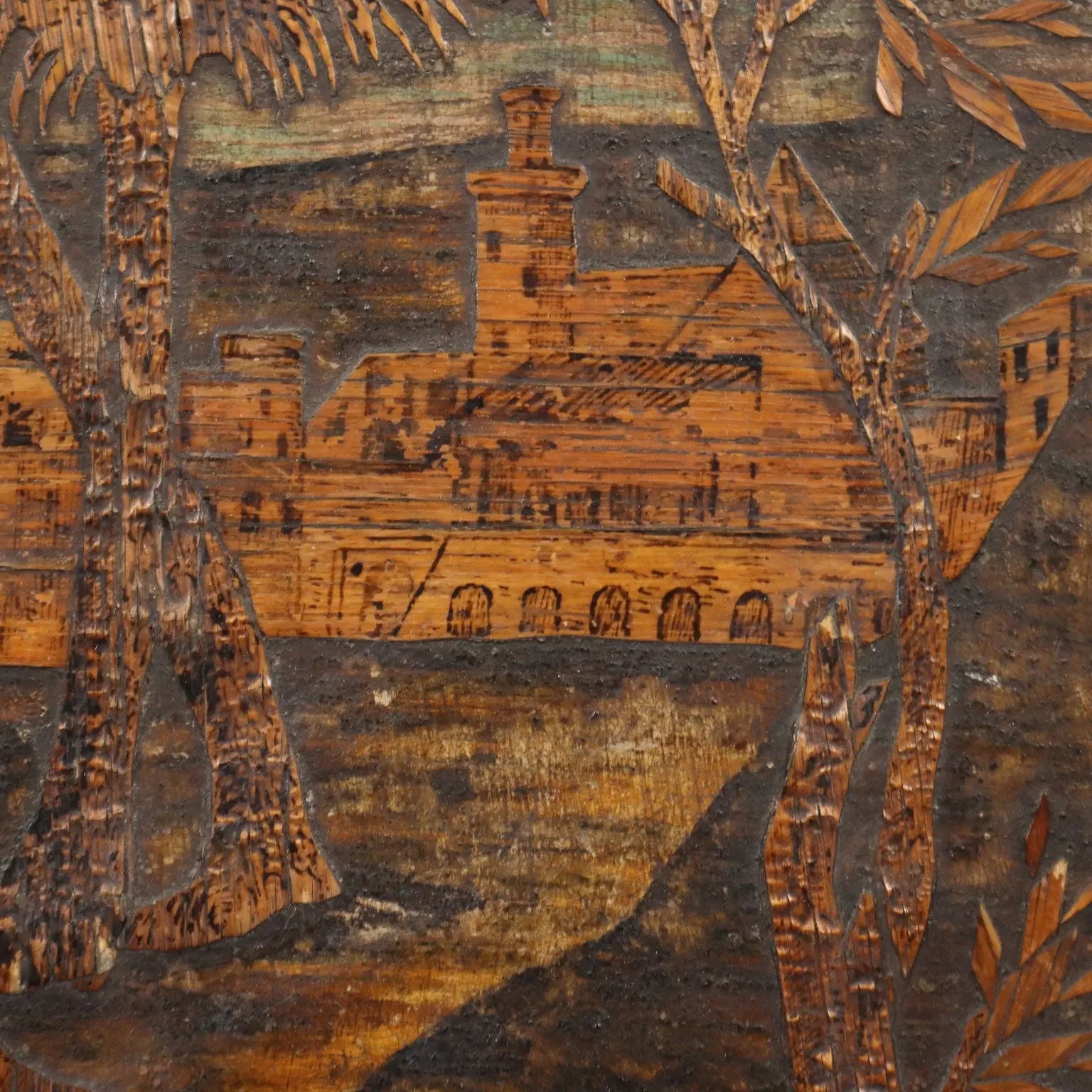 Antique Wooden Inlay Cain and Abel Italy XIX Century - Cain and Abel | Art | Antique Painting