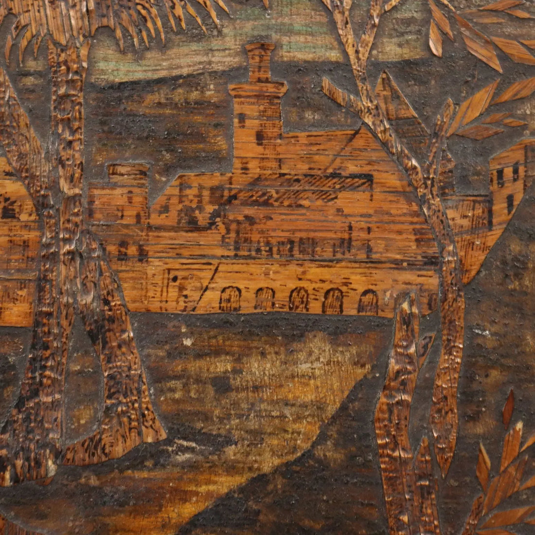 Antique Wooden Inlay Cain and Abel Italy XIX Century - Cain and Abel | Art | Antique Painting